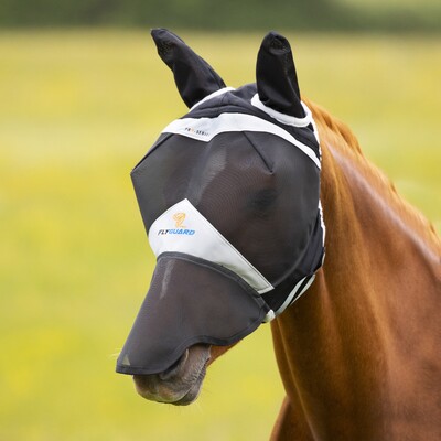 Shires FlyGuard Pro Fine Mesh Fliegenmaske mit Ohren und Nasenschutz