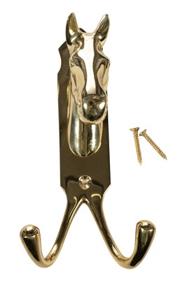 HKM Pferdekopf-Halterung mit doppelten Haken, Messing