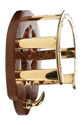 HKM Trensenhalter -Hufeisen- aus Holz und Messing